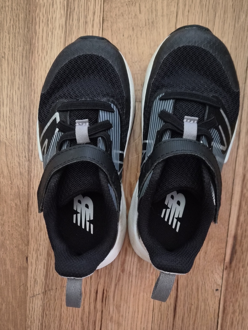 New Balance Kids Black and Gray Hook-and-Loop Sneakers